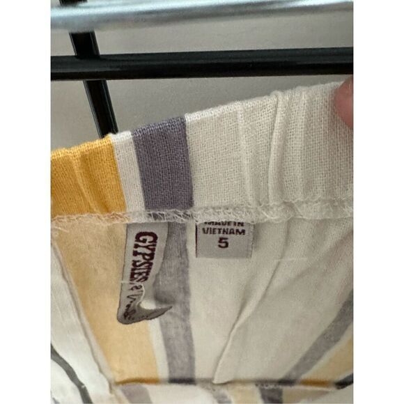 Gypsies & Moondust Striped Linen Cropped Wide Leg Jumpsuit Juniors Size 5 - Picture 8 of 8